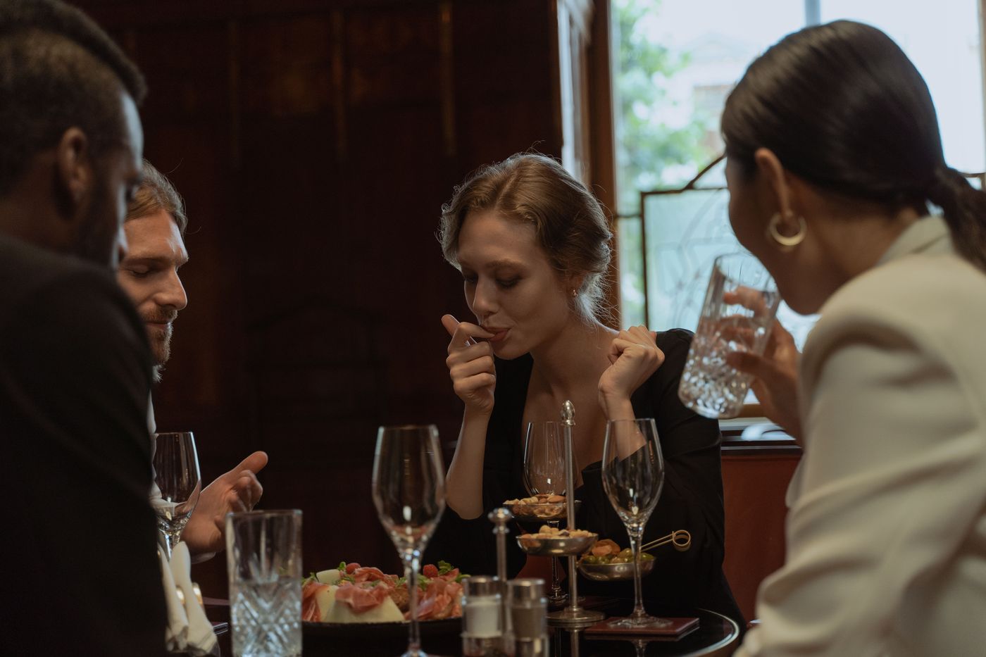 Friends dining together